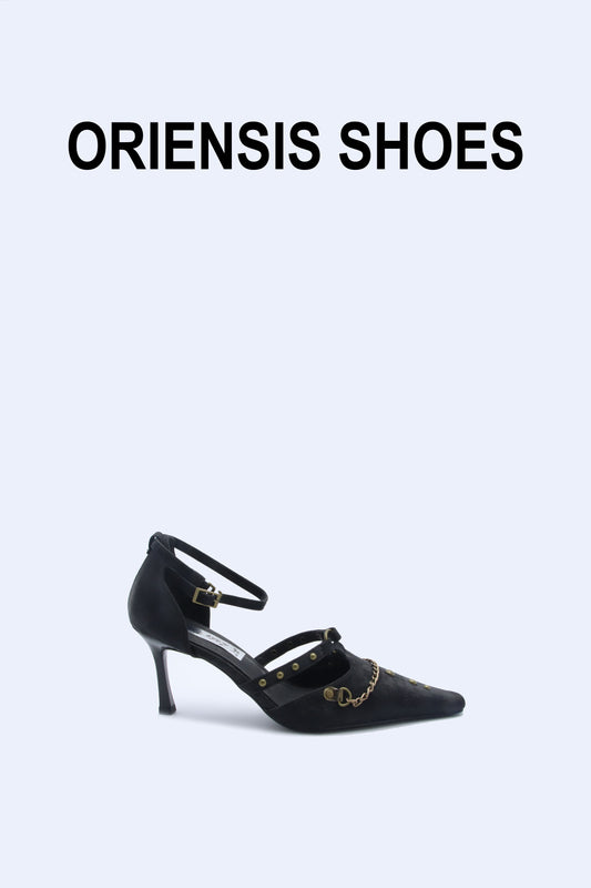 Black Elegant Buckle Heels