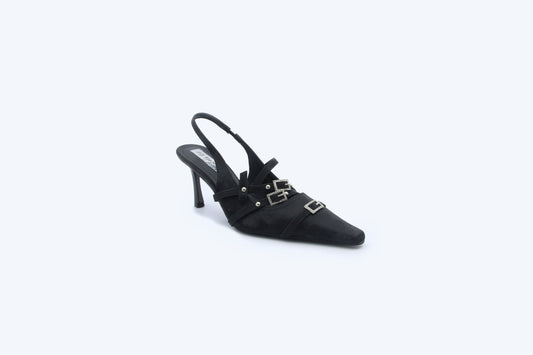 Black Buckle Slingback Heels