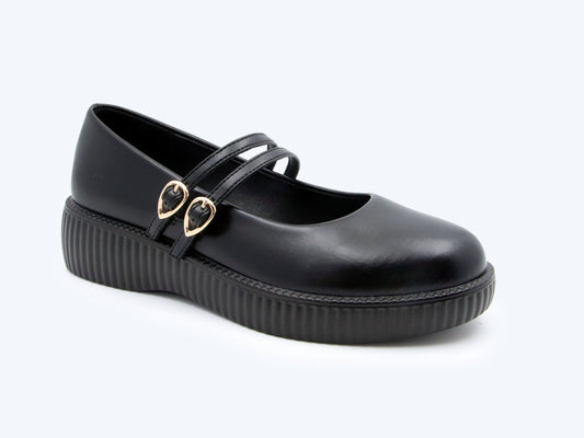 Black Gothic Strap Flat