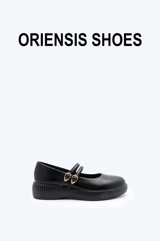 Black Gothic Strap Flat