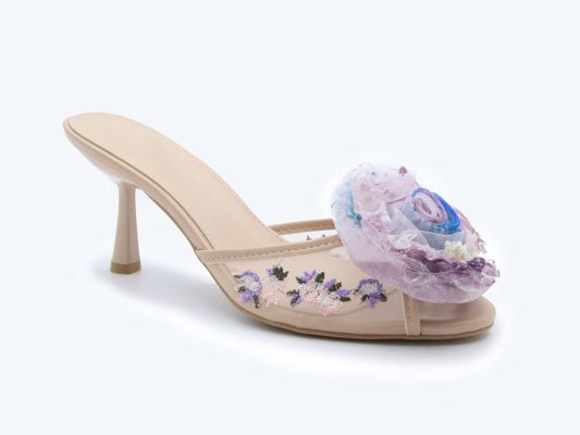 Beige Bloom Veil Sandals