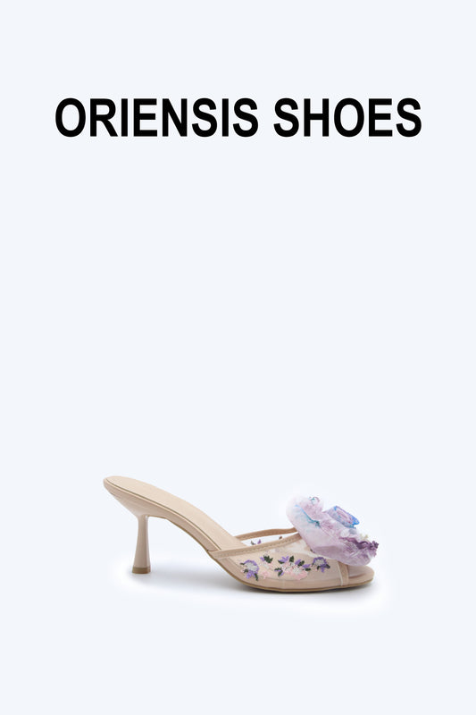 Beige Bloom Veil Sandals