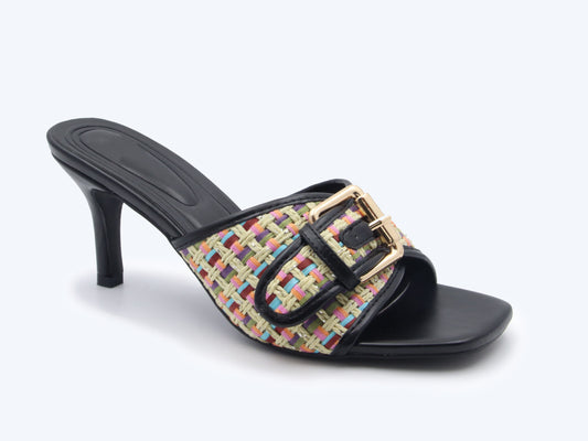 Black Woven Gleam Sandal
