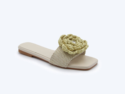 Nude Crochet Bloom Flat