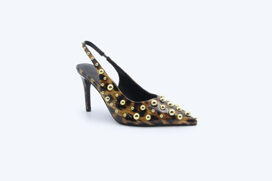 Leopard Stud Slingback Heels