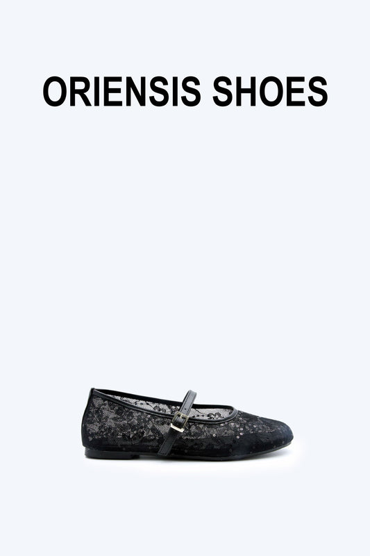 Black Mesh Grace Flat