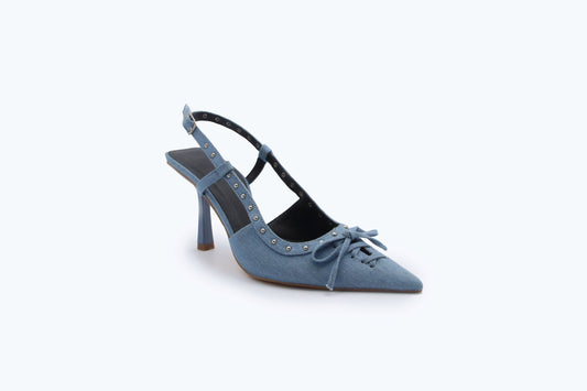 Blue Tie-Up Sling Heels