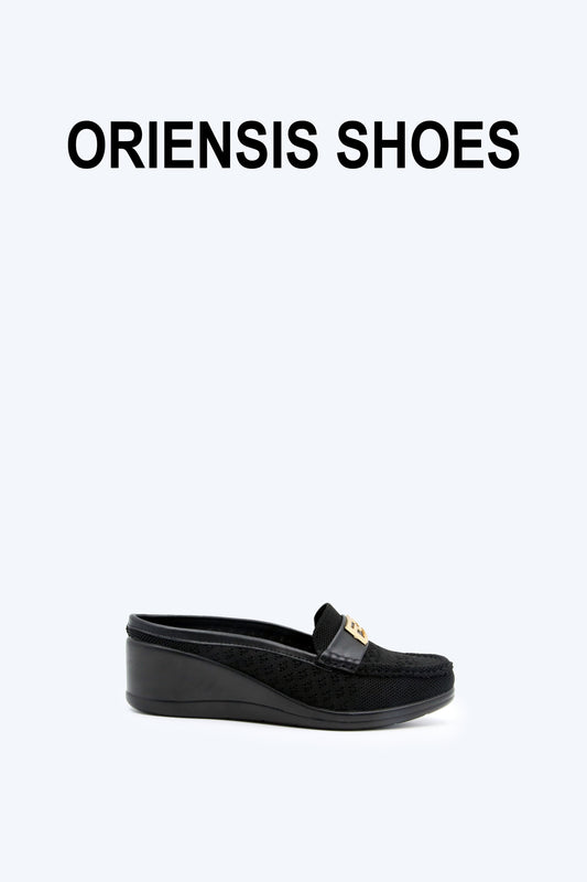 Black Weave Knit Flat