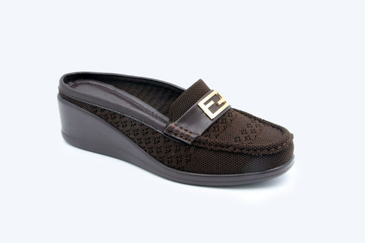 Brown Weave Knit Flat