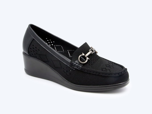 Black Weave Buckle Flat