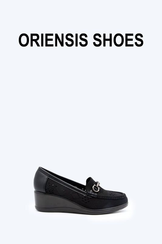 Black Weave Buckle Flat