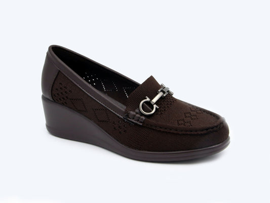 Brown Weave Buckle Flat