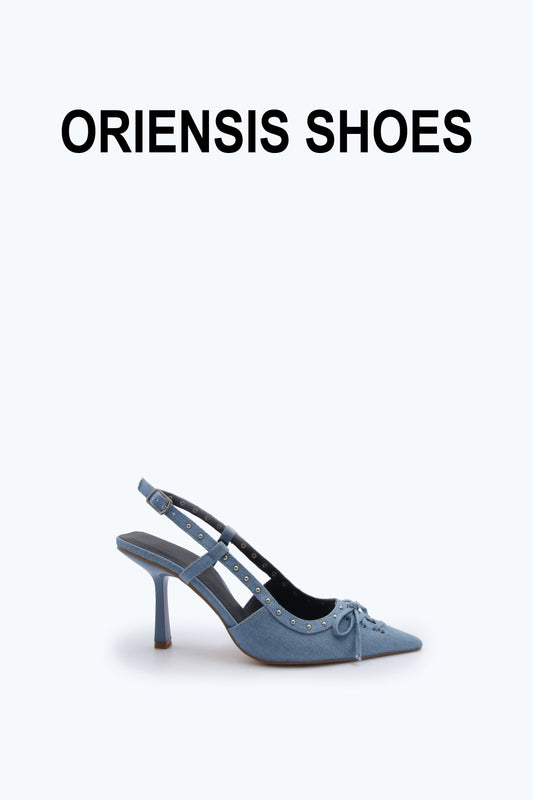 Blue Tie-Up Sling Heels