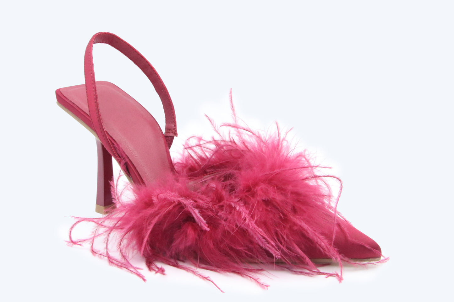 Red Fuzzy Blush Heels
