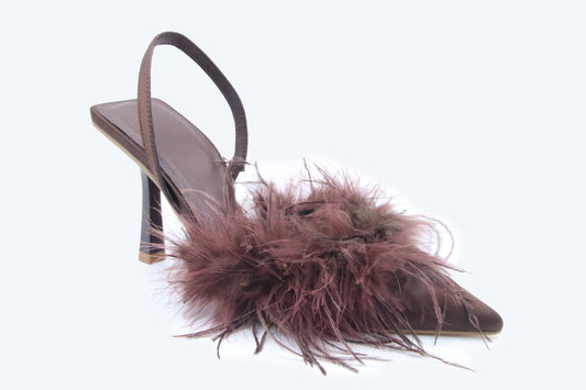 Brown Fuzzy Blush Heels