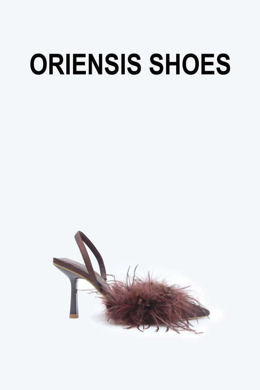 Brown Fuzzy Blush Heels