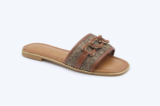 Brown Woven Lin Flats