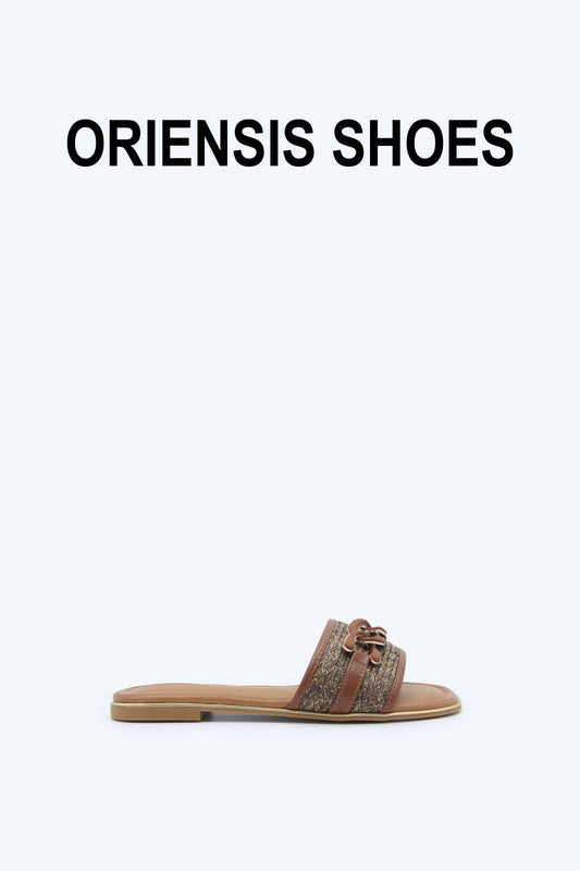 Brown Woven Lin Flats