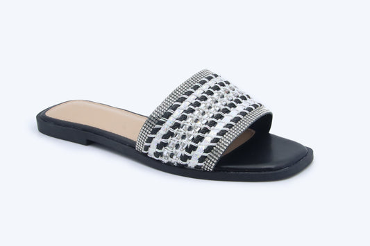 Black Sparkle Weave Flats