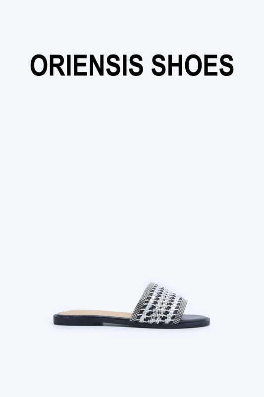Black Sparkle Weave Flats