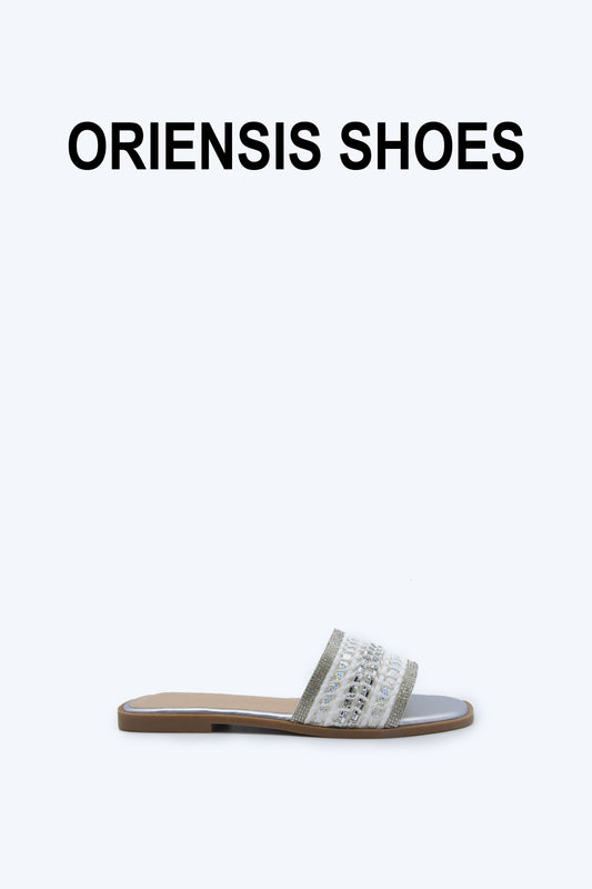 White Sparkle Weave Flats