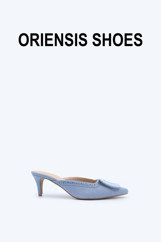 Blue Buckle Mule Heels