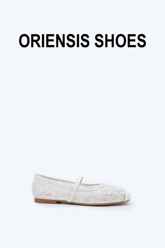 White Floral Grace Flats