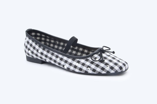 Black Gingham Flats