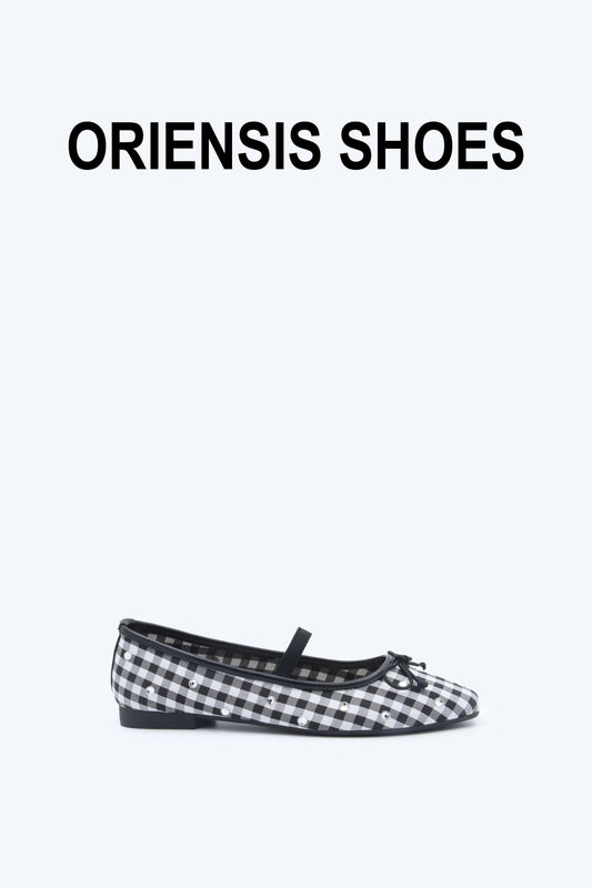 Black Gingham Flats
