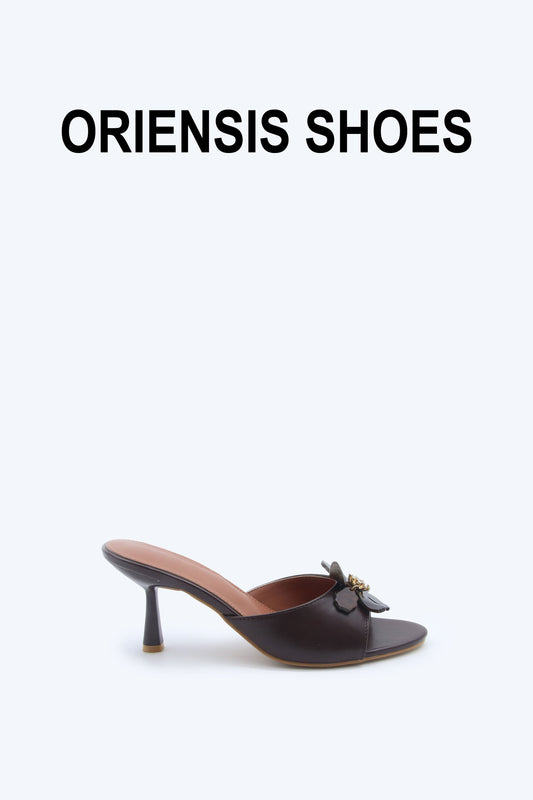 Brown Petal Gem Heel