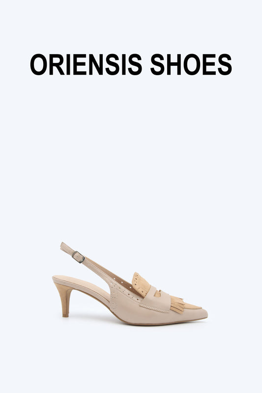 Nude Vintage Fringe Heels