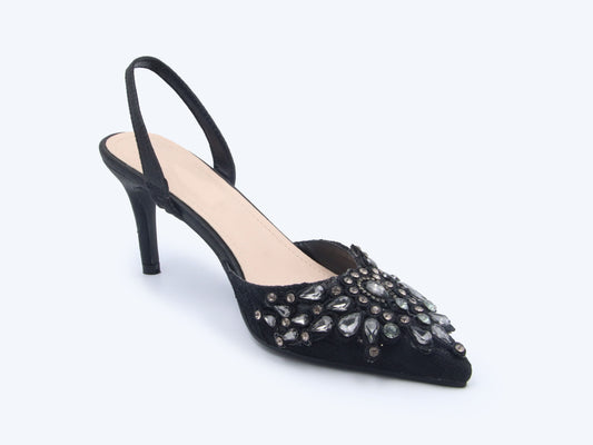 Black Glamorous Mule Heels