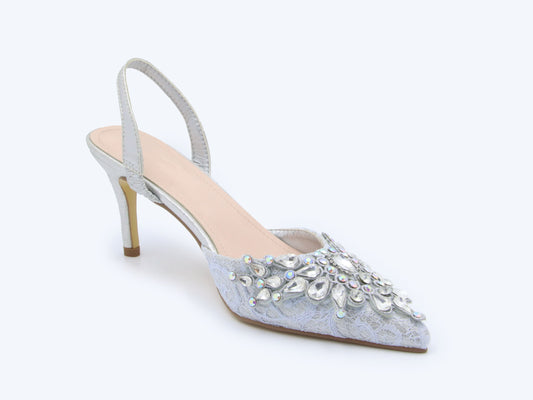 Silver Glamorous Mule Heels