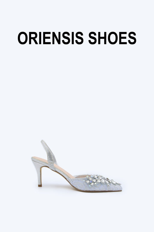 Silver Glamorous Mule Heels