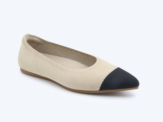 Cream Knit Comfort Flat