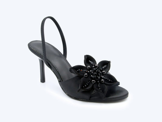 Black Petal Slingback Heels