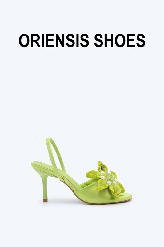 Green Petal Slingback Heels