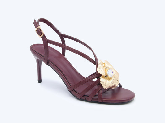 Maroon Flower Gleam Heels