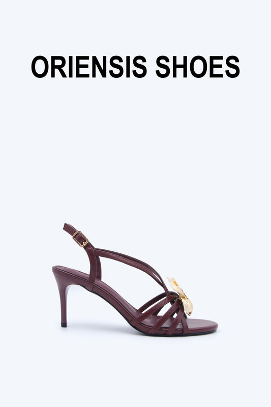 Maroon Flower Gleam Heels