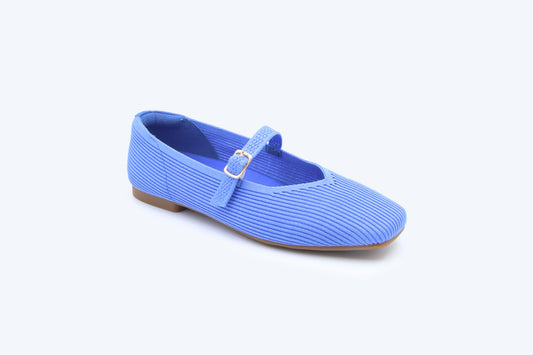 Blue Knit Charm Flat