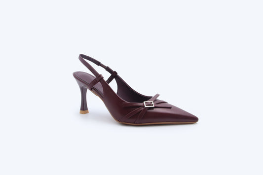 Maroon Bow Slingback Heels
