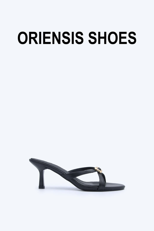 Black Gilt Buckle Heels