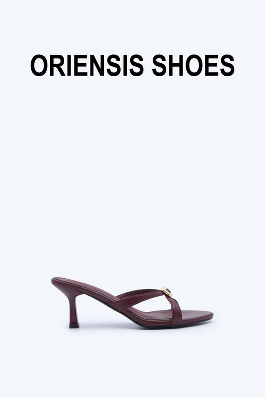 Maroon Gilt Buckle Heels