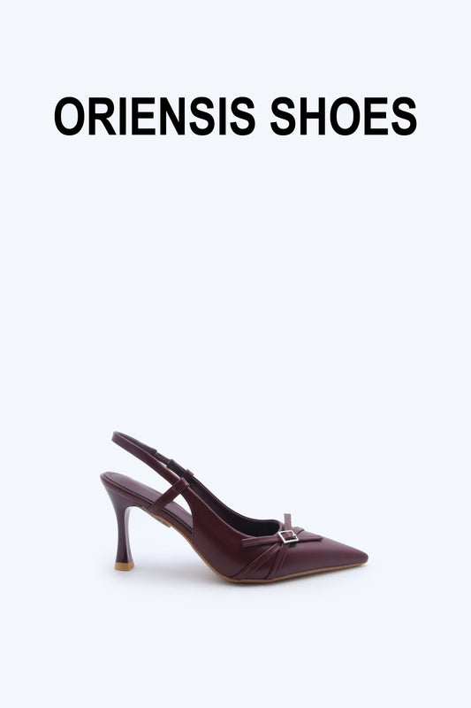 Maroon Bow Slingback Heels