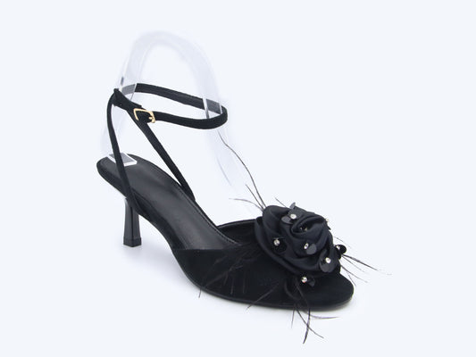 Black Feather Rose Heel