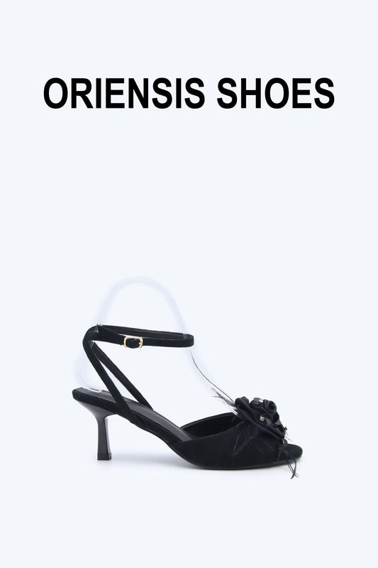 Black Feather Rose Heel