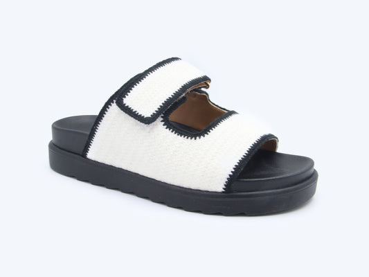 White Duo Strap Slippers