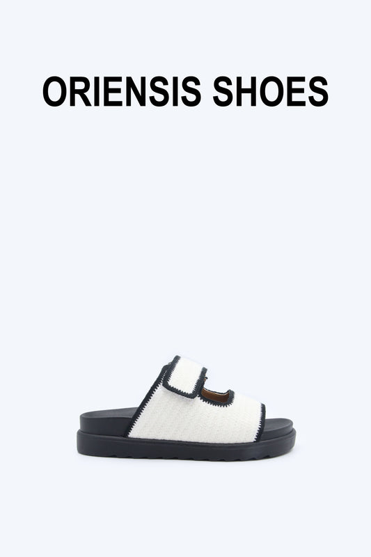 White Duo Strap Slippers
