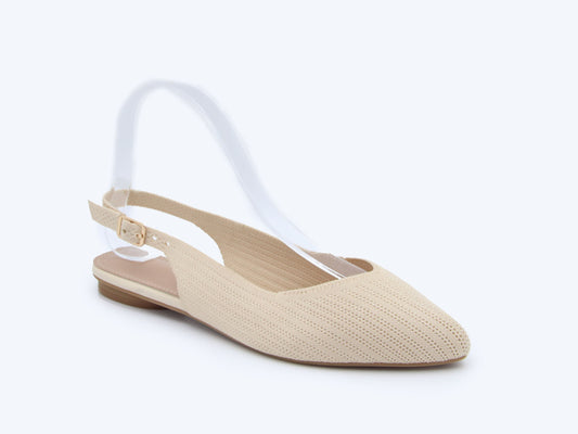 Beige Knit Slingback Flat