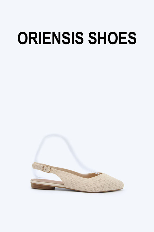 Beige Knit Slingback Flat